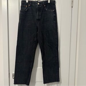 Zara Black Distressed Straight Leg Jeans Size 12 Women’s
